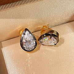 Black Gold Teardrop Lab - Diamond Stud Earrings - floysun