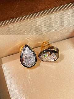 Black Gold Teardrop Lab - Diamond Stud Earrings - floysun