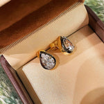 Black Gold Teardrop Lab - Diamond Stud Earrings - floysun