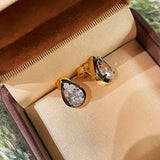 Black Gold Teardrop Lab - Diamond Stud Earrings - floysun