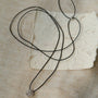 Black Leather Cord Pendant Necklace with Double Teardrop Silver Beads - floysun