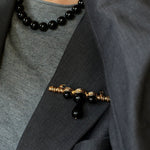 Black Onyx Brooch – Black & Gold Statement Design - floysun
