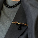 Black Onyx Brooch – Black & Gold Statement Design - floysun