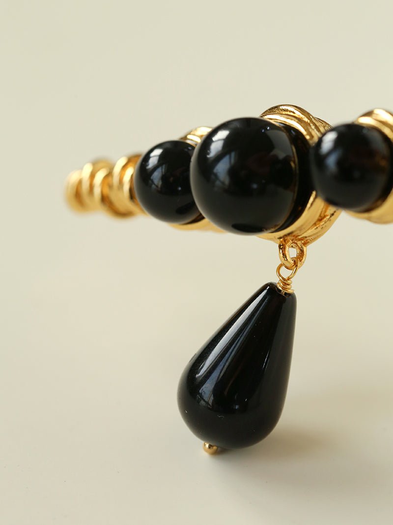 Black Onyx Brooch – Black & Gold Statement Design - floysun