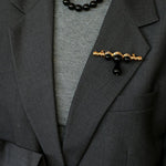 Black Onyx Brooch – Black & Gold Statement Design - floysun