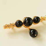 Black Onyx Brooch – Black & Gold Statement Design - floysun