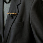 Black Onyx Brooch – Black & Gold Statement Design - floysun