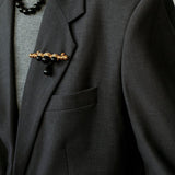 Black Onyx Brooch – Black & Gold Statement Design - floysun