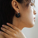 Black Onyx Moon Huggie Earrings - floysun