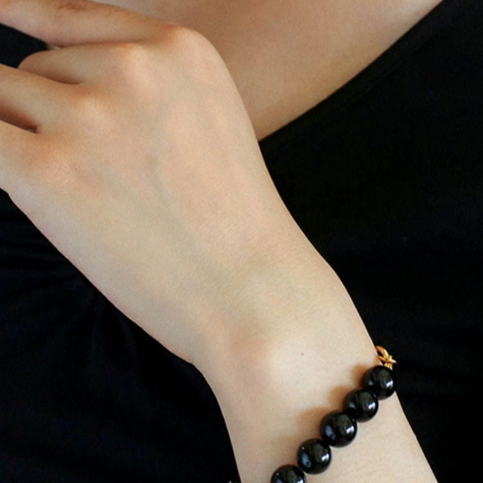 Black Onyx Red Onyx Yellow Jade 10mm Beaded Bracelet - floysun