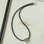 Black Onyx Square Necklace with Silver Cubes - floysun