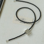 Black Onyx Square Necklace with Silver Cubes - floysun