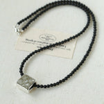 Black Onyx Square Necklace with Silver Cubes - floysun