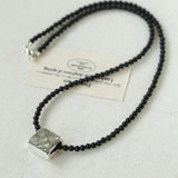 Black Onyx Square Necklace with Silver Cubes - floysun