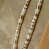 Black Onyx Tiger Eye Mother of Pearls Vintage Disc Beaded Necklace - floysun
