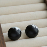 Black Sandalwood Gold Foil Ball Stud Earrings - floysun