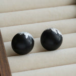 Black Sandalwood Gold Foil Ball Stud Earrings - floysun