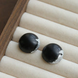 Black Sandalwood Gold Foil Ball Stud Earrings - floysun