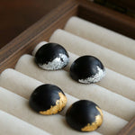 Black Sandalwood Gold Foil Ball Stud Earrings - floysun