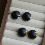 Black Sandalwood Gold Foil Ball Stud Earrings - floysun