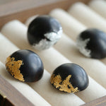 Black Sandalwood Gold Foil Ball Stud Earrings - floysun