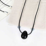 Black Teardrop Pendant Necklace - floysun