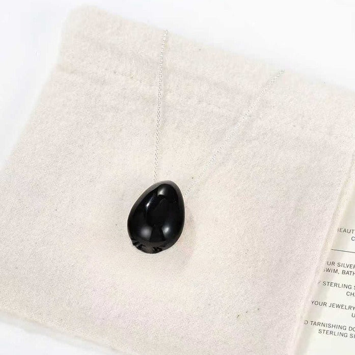 Black Teardrop Pendant Necklace - floysun