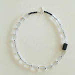Black Tourmaline & White Crystal Necklace with Matching Earrings - floysun