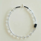 Black Tourmaline & White Crystal Necklace with Matching Earrings - floysun