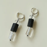 Black Tourmaline & White Crystal Necklace with Matching Earrings - floysun