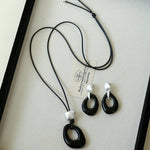 Black Wax Cord Irregular Black Onyx Hollow Pendant Necklace - floysun