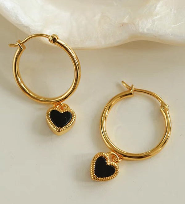 Black White Love Hoop Earrings - floysun