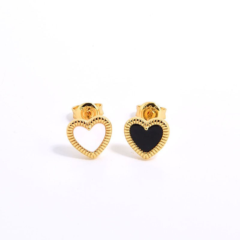 Black White Love Studs Earrings - floysun