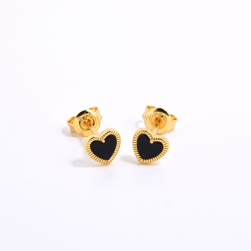 Black White Love Studs Earrings - floysun