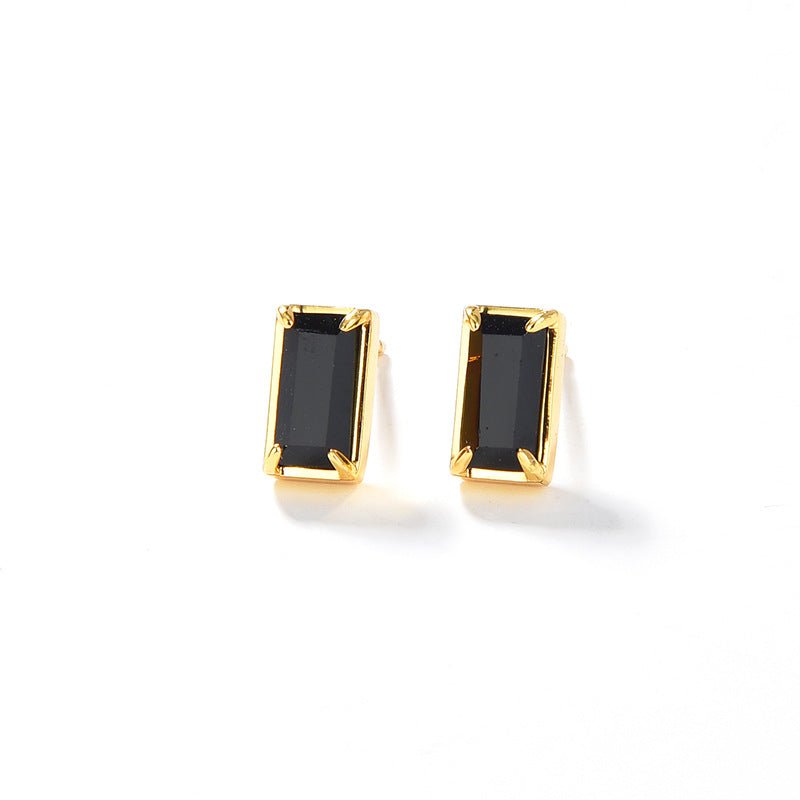 Black Zircon Stud Earrings - floysun