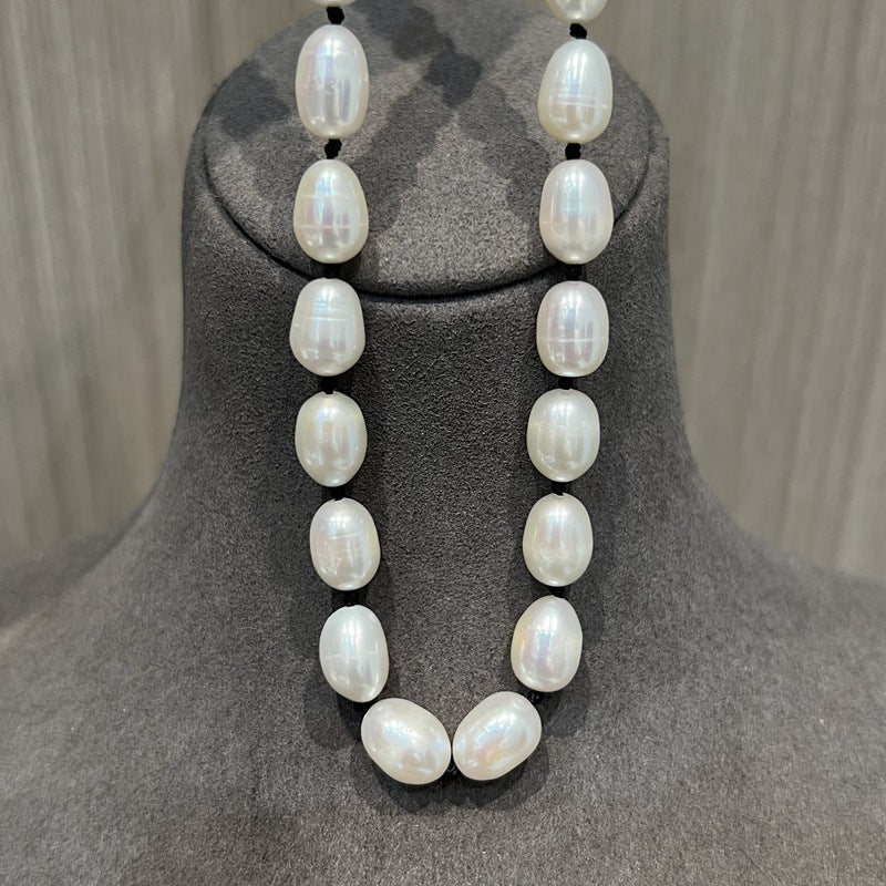 Blackline Pearl Necklace – Large Baroque Organic Shine - floysun