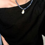 Blue Dot Stone & Baroque Pearl Beaded Necklace - floysun