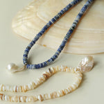 Blue Dot Stone & Baroque Pearl Beaded Necklace - floysun