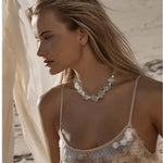 Blue Irregular Glass & Pearl Vacation Collarbone Necklace - floysun