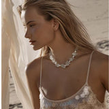Blue Irregular Glass & Pearl Vacation Collarbone Necklace - floysun