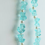 Blue Irregular Glass & Pearl Vacation Collarbone Necklace - floysun