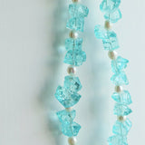 Blue Irregular Glass & Pearl Vacation Collarbone Necklace - floysun