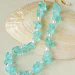 Blue Irregular Glass & Pearl Vacation Collarbone Necklace - floysun