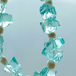 Blue Irregular Glass & Pearl Vacation Collarbone Necklace - floysun