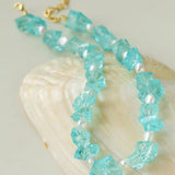 Blue Irregular Glass & Pearl Vacation Collarbone Necklace - floysun