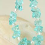 Blue Irregular Glass & Pearl Vacation Collarbone Necklace - floysun