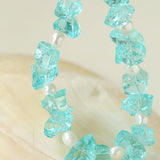 Blue Irregular Glass & Pearl Vacation Collarbone Necklace - floysun