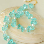 Blue Irregular Glass & Pearl Vacation Collarbone Necklace - floysun