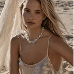 Blue Irregular Glass & Pearl Vacation Collarbone Necklace - floysun
