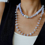 Blue Lace Agate Baroque Pearl Necklace - floysun